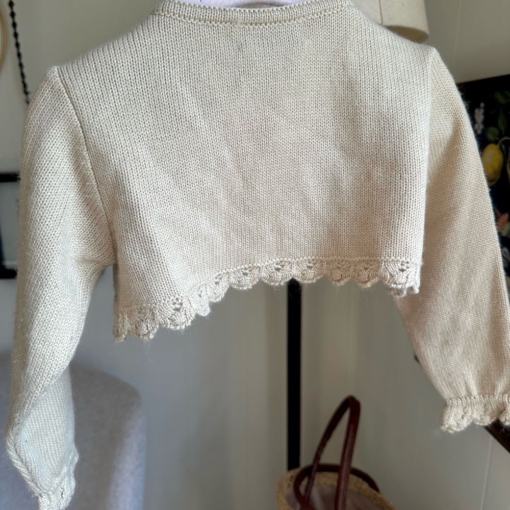 Kids Beige Knit Bolero Jacket - Picture 4 of 4